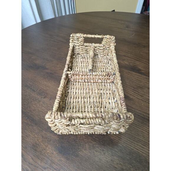 Handwoven Rectangular Wicker Basket with Handles – 14" x 8" – 3 Compartments - Picture 10 of 16